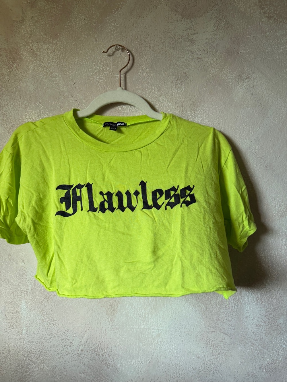 Fashion Nova Neon Lime "Flawless" Crop Tee